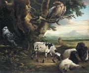 Philip Reinagle, Birds of Prey, Goats and a Wolf, in a Landscape